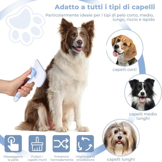 Vinabo Pet Dog Brush, Cat Brush, Self-Cleaning Slicker Brush, Removes Undercoat, Dog Brush, Cat Brush, Short to Long Hair, Suitable Gentle Cat Brush, Blue Vinabo Pet Dog Brush, Cat Brush, Self-Cleaning Slicker Brush, Removes Undercoat, Dog Brush, Cat Brush, Short to Long Hair, Suitable Gentle Cat Brush, Blue