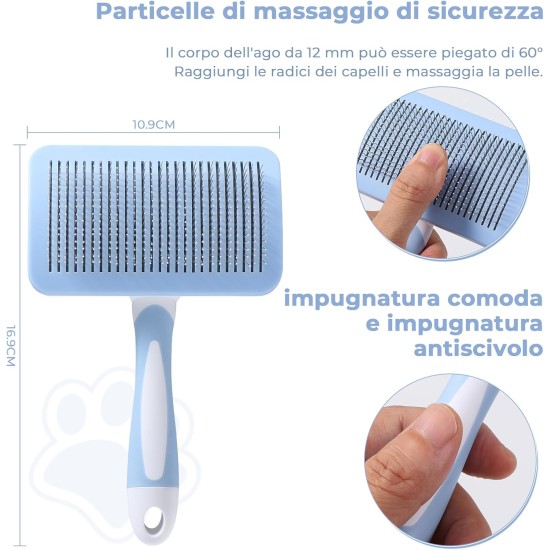 Vinabo Pet Dog Brush, Cat Brush, Self-Cleaning Slicker Brush, Removes Undercoat, Dog Brush, Cat Brush, Short to Long Hair, Suitable Gentle Cat Brush, Blue Vinabo Pet Dog Brush, Cat Brush, Self-Cleaning Slicker Brush, Removes Undercoat, Dog Brush, Cat Brush, Short to Long Hair, Suitable Gentle Cat Brush, Blue