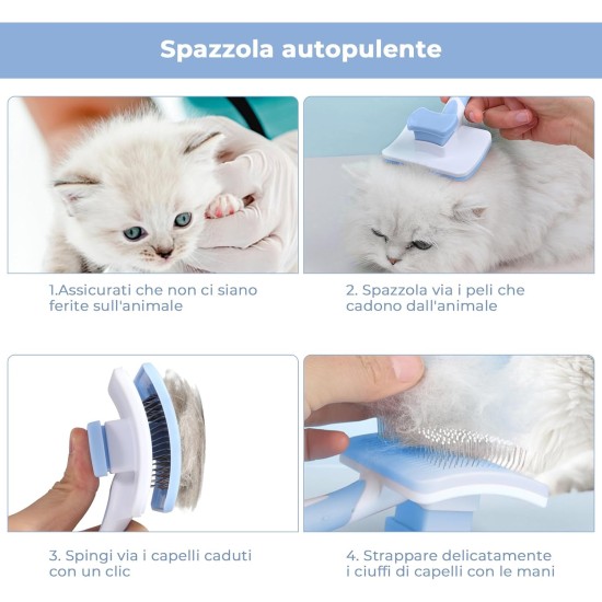 Vinabo Pet Dog Brush, Cat Brush, Self-Cleaning Slicker Brush, Removes Undercoat, Dog Brush, Cat Brush, Short to Long Hair, Suitable Gentle Cat Brush, Blue Vinabo Pet Dog Brush, Cat Brush, Self-Cleaning Slicker Brush, Removes Undercoat, Dog Brush, Cat Brush, Short to Long Hair, Suitable Gentle Cat Brush, Blue