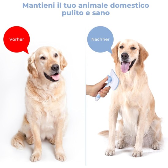 Vinabo Pet Dog Brush, Cat Brush, Self-Cleaning Slicker Brush, Removes Undercoat, Dog Brush, Cat Brush, Short to Long Hair, Suitable Gentle Cat Brush, Blue Vinabo Pet Dog Brush, Cat Brush, Self-Cleaning Slicker Brush, Removes Undercoat, Dog Brush, Cat Brush, Short to Long Hair, Suitable Gentle Cat Brush, Blue
