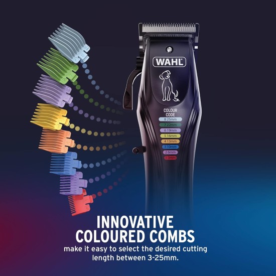 WAHL Color Pro Rechargeable Pet Clipper with Coded Combs Full Coat Grooming for Dogs Noiseless Cordless Cordless Black WAHL Color Pro Rechargeable Pet Clipper with Coded Combs Full Coat Grooming for Dogs Noiseless Cordless Cordless Black