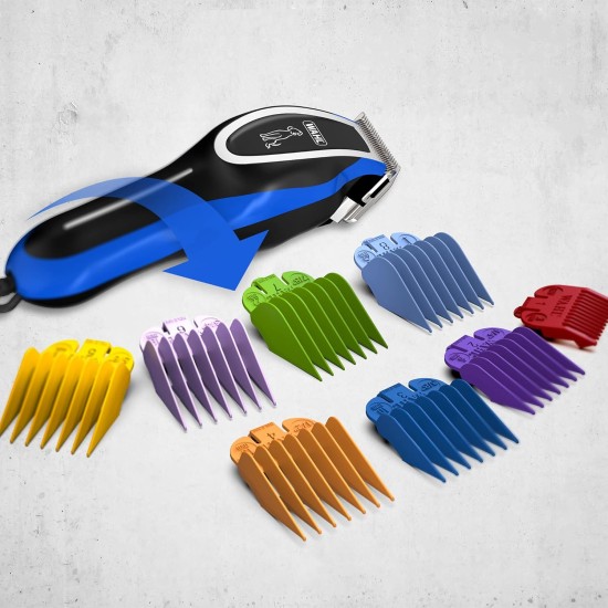 WAHL Pet Clippers, U-Clip Dog Grooming Kit with Colour Coded Combs, Full Coat Grooming Clippers for Dogs, Low Noise Corded Pet Clippers, Sharp Cutting Steel Blades WAHL Pet Clippers, U-Clip Dog Grooming Kit with Colour Coded Combs, Full Coat Grooming Clippers for Dogs, Low Noise Corded Pet Clippers, Sharp Cutting Steel Blades