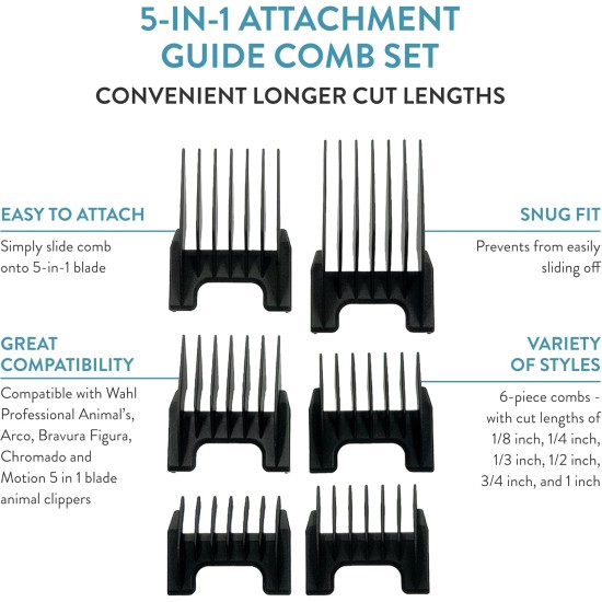 WAHL Professional Animal 5in1 Set of Replacement Combs #41881-7270 WAHL Professional Animal 5in1 Set of Replacement Combs #41881-7270