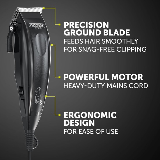 Wahl Performer Pet Clipper, Corded Dog Clippers, Full Fur Grooming Kit, Carbon Steel Blades, Pet Grooming at Home, Powerful and Quiet, 4 Attachment Combs (3, 6, 9, 13 mm) Wahl Performer Pet Clipper, Corded Dog Clippers, Full Fur Grooming Kit, Carbon Steel Blades, Pet Grooming at Home, Powerful and Quiet, 4 Attachment Combs (3, 6, 9, 13 mm)