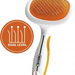 Wahl Premium Patented Dual Level Sensitive Skin Pet Slicker - Ergonomic Handle Makes Deshedding, Grooming and Brushing Comfortable for You and Your Dog or Cat - 858500 Wahl Premium Patented Dual Level Sensitive Skin Pet Slicker - Ergonomic Handle Makes Deshedding, Grooming and Brushing Comfortable for You and Your Dog or Cat - 858500
