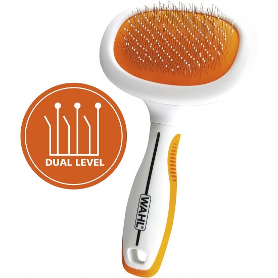 Wahl Premium Patented Dual Level Sensitive Skin Pet Slicker - Ergonomic Handle Makes Deshedding, Grooming and Brushing Comfortable for You and Your Dog or Cat - 858500 Wahl Premium Patented Dual Level Sensitive Skin Pet Slicker - Ergonomic Handle Makes Deshedding, Grooming and Brushing Comfortable for You and Your Dog or Cat - 858500