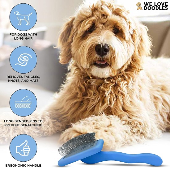 We Love Doodles - Slicker Brush for Dogs - Ideal for Medium or Long Haired Dogs - Best Slicker Brush for Doodles - Slicker Brush with Long Handle, Blue We Love Doodles - Slicker Brush for Dogs - Ideal for Medium or Long Haired Dogs - Best Slicker Brush for Doodles - Slicker Brush with Long Handle, Blue