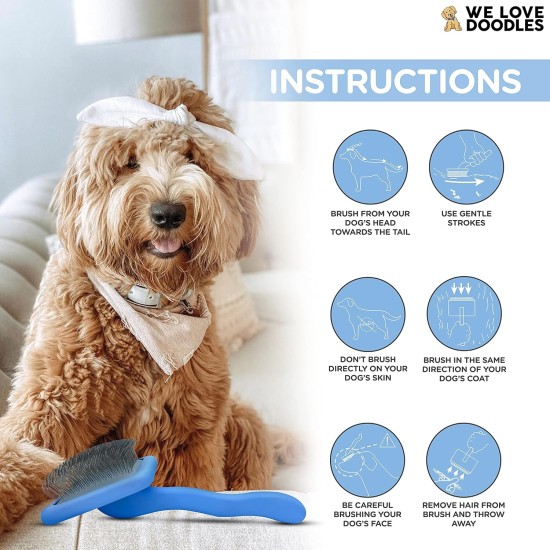 We Love Doodles - Slicker Brush for Dogs - Ideal for Medium or Long Haired Dogs - Best Slicker Brush for Doodles - Slicker Brush with Long Handle, Blue We Love Doodles - Slicker Brush for Dogs - Ideal for Medium or Long Haired Dogs - Best Slicker Brush for Doodles - Slicker Brush with Long Handle, Blue