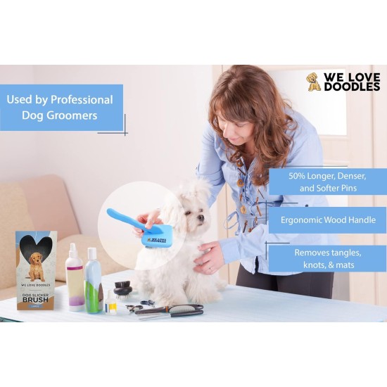 We Love Doodles - Slicker Brush for Dogs - Ideal for Medium or Long Haired Dogs - Best Slicker Brush for Doodles - Slicker Brush with Long Handle, Blue We Love Doodles - Slicker Brush for Dogs - Ideal for Medium or Long Haired Dogs - Best Slicker Brush for Doodles - Slicker Brush with Long Handle, Blue