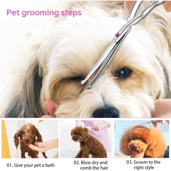 XoeLLe Dog Scissors for Dogs and Cats, Lot de 2 Dog Scissors Set, Professional, Pet Scissors with Round Safety Tip, Curved Grooming Scissors, Hair Scissors for Dog Groomers and Beginners XoeLLe Dog Scissors for Dogs and Cats, Lot de 2 Dog Scissors Set, Professional, Pet Scissors with Round Safety Tip, Curved Grooming Scissors, Hair Scissors for Dog Groomers and Beginners