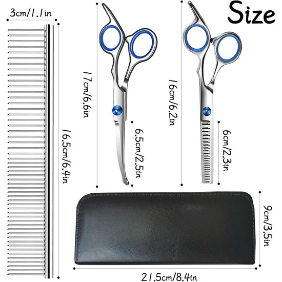 XoeLLe Dog Scissors for Dogs and Cats, Lot de 2 Dog Scissors Set, Professional, Pet Scissors with Round Safety Tip, Curved Grooming Scissors, Hair Scissors for Dog Groomers and Beginners XoeLLe Dog Scissors for Dogs and Cats, Lot de 2 Dog Scissors Set, Professional, Pet Scissors with Round Safety Tip, Curved Grooming Scissors, Hair Scissors for Dog Groomers and Beginners
