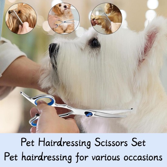XoeLLe Dog Scissors for Dogs and Cats, Lot de 2 Dog Scissors Set, Professional, Pet Scissors with Round Safety Tip, Curved Grooming Scissors, Hair Scissors for Dog Groomers and Beginners XoeLLe Dog Scissors for Dogs and Cats, Lot de 2 Dog Scissors Set, Professional, Pet Scissors with Round Safety Tip, Curved Grooming Scissors, Hair Scissors for Dog Groomers and Beginners