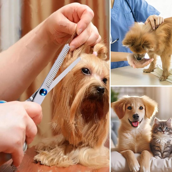 XoeLLe Dog Scissors for Dogs and Cats, Lot de 2 Dog Scissors Set, Professional, Pet Scissors with Round Safety Tip, Curved Grooming Scissors, Hair Scissors for Dog Groomers and Beginners XoeLLe Dog Scissors for Dogs and Cats, Lot de 2 Dog Scissors Set, Professional, Pet Scissors with Round Safety Tip, Curved Grooming Scissors, Hair Scissors for Dog Groomers and Beginners