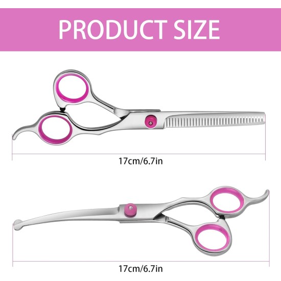 XoeLLe Dog Scissors for Dogs and Cats, Lot de 2 Dog Scissors Set, Professional, Pet Scissors with Round Safety Tip, Curved Grooming Scissors, Hair Scissors for Dog Groomers and Beginners XoeLLe Dog Scissors for Dogs and Cats, Lot de 2 Dog Scissors Set, Professional, Pet Scissors with Round Safety Tip, Curved Grooming Scissors, Hair Scissors for Dog Groomers and Beginners