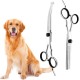 XoeLLe Lot de 2 Dog Scissors for Dogs and Cats, Professional Dog Scissors Set, Pet Scissors with Round Safety Tip, Curved Grooming Scissors, Hair Scissors for Dog Groomer, Beginners, Black