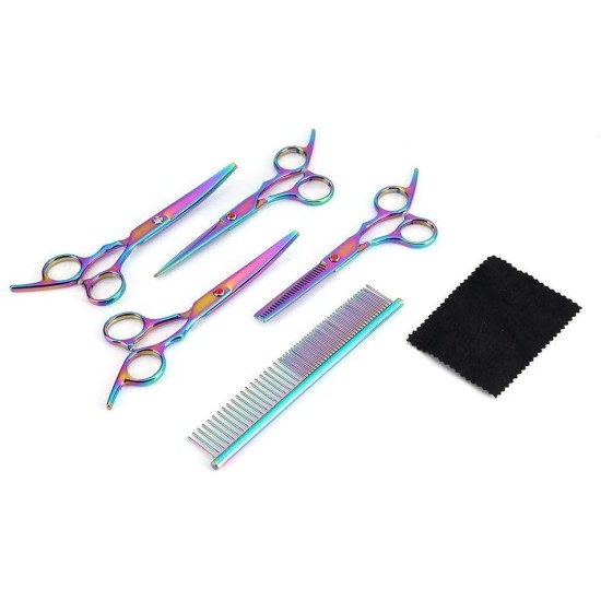 Yosoo Dog Grooming Scissors Coloured Scissors Set for Animals, Scissors Dog Set Professional Grooming Set for Dogs and Cats 2 Curved Scissors + Thinning Scissors + Comb + Storage Box Yosoo Dog Grooming Scissors Coloured Scissors Set for Animals, Scissors Dog Set Professional Grooming Set for Dogs and Cats 2 Curved Scissors + Thinning Scissors + Comb + Storage Box