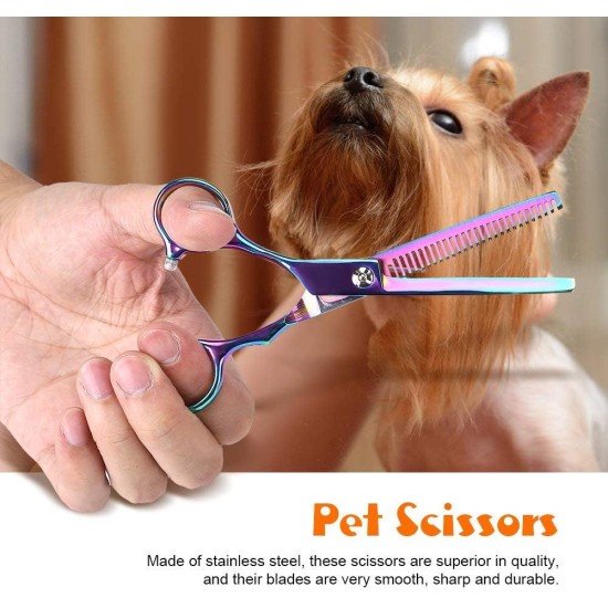 Yosoo Dog Grooming Scissors Coloured Scissors Set for Animals, Scissors Dog Set Professional Grooming Set for Dogs and Cats 2 Curved Scissors + Thinning Scissors + Comb + Storage Box Yosoo Dog Grooming Scissors Coloured Scissors Set for Animals, Scissors Dog Set Professional Grooming Set for Dogs and Cats 2 Curved Scissors + Thinning Scissors + Comb + Storage Box