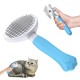 Zivacate Cat Brush Dog Brush [Ergonomic Handle & One-Click Cleaning] Tool for Short & Long-Haired Dogs/Cats/Rabbits, Undercoat Brush (Ocean Blue)
