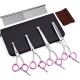 iSeaFly Dog Scissors with Round Tip, 5-in-1 Dog Scissors Set, Stainless Steel Cat Grooming Scissors, Fur Scissors Dogs for Full Body, Face, Nose, Ear (Pink)