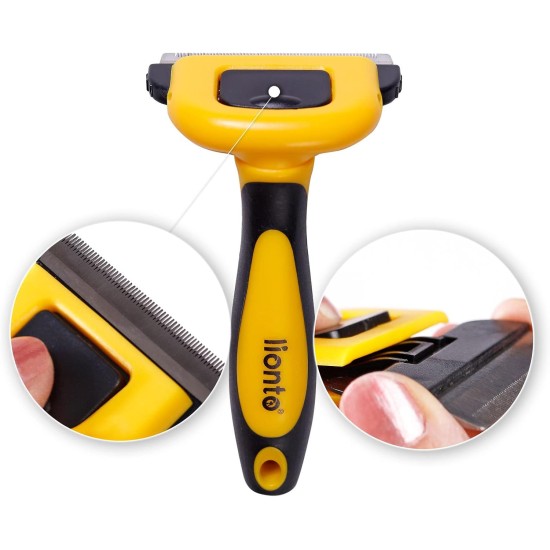 lionto Undercoat Brush, Non-Slip Handle & Removable Blade, Slim, Brush for Dogs & Cats, Gentle Grooming & Rounded Bristles, Dog Brush Suitable for Long & Short Coat, Rustproof lionto Undercoat Brush, Non-Slip Handle & Removable Blade, Slim, Brush for Dogs & Cats, Gentle Grooming & Rounded Bristles, Dog Brush Suitable for Long & Short Coat, Rustproof
