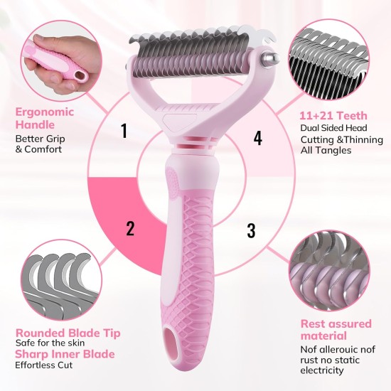 morpilot Pet Grooming Dematting Comb Tool Kit - Double Sided Blade Rake Comb, Pet Grooming Comb - Removes Loose Undercoat, Knots, Mats and Tangled Hair morpilot Pet Grooming Dematting Comb Tool Kit - Double Sided Blade Rake Comb, Pet Grooming Comb - Removes Loose Undercoat, Knots, Mats and Tangled Hair