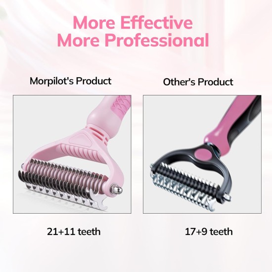 morpilot Pet Grooming Dematting Comb Tool Kit - Double Sided Blade Rake Comb, Pet Grooming Comb - Removes Loose Undercoat, Knots, Mats and Tangled Hair morpilot Pet Grooming Dematting Comb Tool Kit - Double Sided Blade Rake Comb, Pet Grooming Comb - Removes Loose Undercoat, Knots, Mats and Tangled Hair