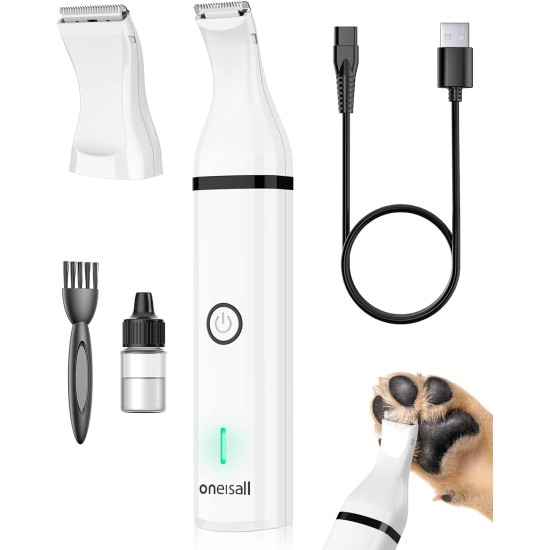 oneisall Paw Trimmer for Dogs with Double Blades, 2-Speed Clipper Dog Paws Quiet Dog Clipper for Paws, Eyes, Ears, Face, Body (White) oneisall Paw Trimmer for Dogs with Double Blades, 2-Speed Clipper Dog Paws Quiet Dog Clipper for Paws, Eyes, Ears, Face, Body (White)