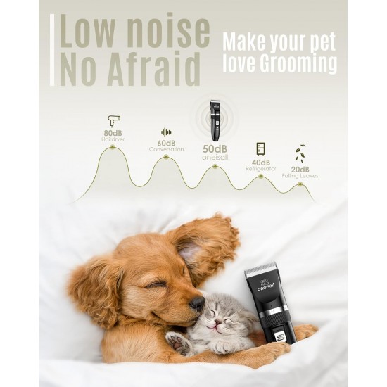 oneisall Quiet Dog Clipper Professional Clipper Dog Cat Pet Hair Clipper Electric Dog Trimmer Cordless Hair Clipper (Gold) oneisall Quiet Dog Clipper Professional Clipper Dog Cat Pet Hair Clipper Electric Dog Trimmer Cordless Hair Clipper (Gold)