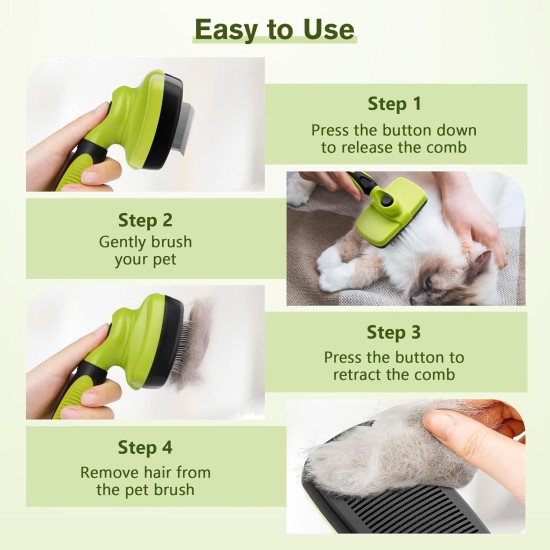 pecute Dog Brush, Cat Brush, Pet Brush, Self-Cleaning Slicker Brush, Dog Comb Fur Brush, Massage Grooming Brush for Cats, Dogs, Long Hair (Large, Black) pecute Dog Brush, Cat Brush, Pet Brush, Self-Cleaning Slicker Brush, Dog Comb Fur Brush, Massage Grooming Brush for Cats, Dogs, Long Hair (Large, Black)