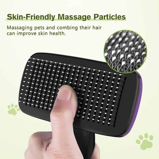 pecute Dog Brush, Cat Brush, Pet Brush, Self-Cleaning Slicker Brush, Dog Comb Fur Brush, Massage Grooming Brush for Cats, Dogs, Long Hair (Large, Black) pecute Dog Brush, Cat Brush, Pet Brush, Self-Cleaning Slicker Brush, Dog Comb Fur Brush, Massage Grooming Brush for Cats, Dogs, Long Hair (Large, Black)