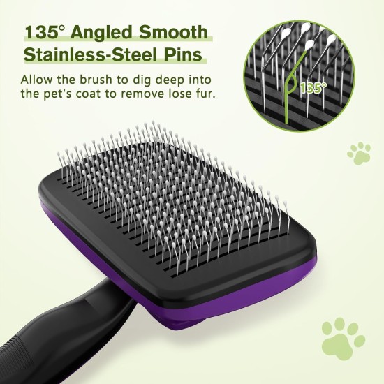 pecute Dog Brush, Cat Brush, Pet Brush, Self-Cleaning Slicker Brush, Dog Comb Fur Brush, Massage Grooming Brush for Cats, Dogs, Long Hair (Large, Black) pecute Dog Brush, Cat Brush, Pet Brush, Self-Cleaning Slicker Brush, Dog Comb Fur Brush, Massage Grooming Brush for Cats, Dogs, Long Hair (Large, Black)