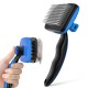 pecute Dog Brush, Cat Brush, Pet Brush, Self-Cleaning Slicker Brush, Dog Comb Fur Brush, Massage Grooming Brush for Cats, Dogs, Long Hair (Large, Black)