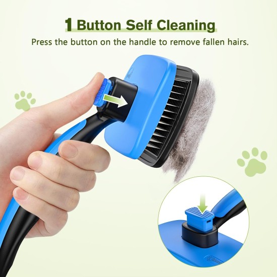 pecute Dog Brush, Cat Brush, Pet Brush, Self-Cleaning Slicker Brush, Dog Comb Fur Brush, Massage Grooming Brush for Cats, Dogs, Long Hair (Large, Black) pecute Dog Brush, Cat Brush, Pet Brush, Self-Cleaning Slicker Brush, Dog Comb Fur Brush, Massage Grooming Brush for Cats, Dogs, Long Hair (Large, Black)