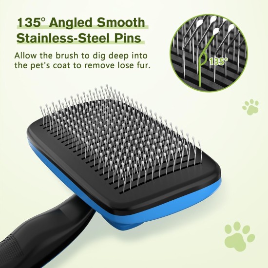 pecute Dog Brush, Cat Brush, Pet Brush, Self-Cleaning Slicker Brush, Dog Comb Fur Brush, Massage Grooming Brush for Cats, Dogs, Long Hair (Large, Black) pecute Dog Brush, Cat Brush, Pet Brush, Self-Cleaning Slicker Brush, Dog Comb Fur Brush, Massage Grooming Brush for Cats, Dogs, Long Hair (Large, Black)
