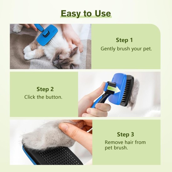 pecute Dog Brush, Cat Brush, Pet Brush, Self-Cleaning Slicker Brush, Dog Comb Fur Brush, Massage Grooming Brush for Cats, Dogs, Long Hair (Large, Black) pecute Dog Brush, Cat Brush, Pet Brush, Self-Cleaning Slicker Brush, Dog Comb Fur Brush, Massage Grooming Brush for Cats, Dogs, Long Hair (Large, Black)