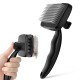 pecute Dog Brush, Cat Brush, Pet Brush, Self-Cleaning Slicker Brush, Dog Comb Fur Brush, Massage Grooming Brush for Cats, Dogs, Long Hair (Large, Black)