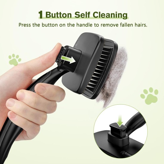 pecute Dog Brush, Cat Brush, Pet Brush, Self-Cleaning Slicker Brush, Dog Comb Fur Brush, Massage Grooming Brush for Cats, Dogs, Long Hair (Large, Black) pecute Dog Brush, Cat Brush, Pet Brush, Self-Cleaning Slicker Brush, Dog Comb Fur Brush, Massage Grooming Brush for Cats, Dogs, Long Hair (Large, Black)