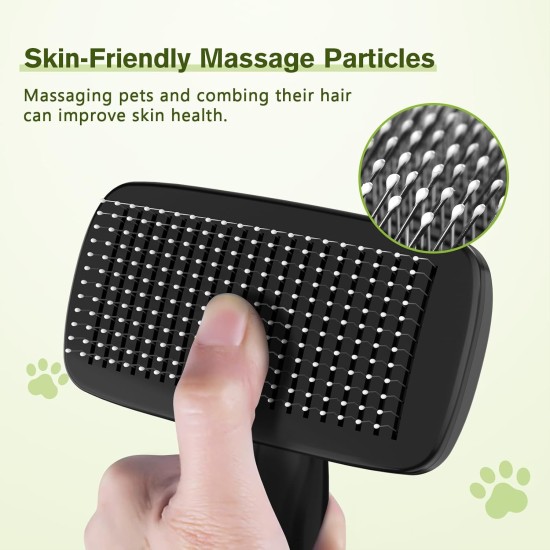 pecute Dog Brush, Cat Brush, Pet Brush, Self-Cleaning Slicker Brush, Dog Comb Fur Brush, Massage Grooming Brush for Cats, Dogs, Long Hair (Large, Black) pecute Dog Brush, Cat Brush, Pet Brush, Self-Cleaning Slicker Brush, Dog Comb Fur Brush, Massage Grooming Brush for Cats, Dogs, Long Hair (Large, Black)