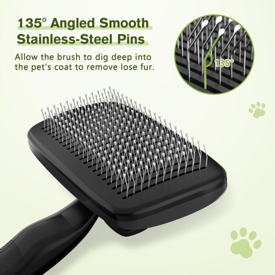 pecute Dog Brush, Cat Brush, Pet Brush, Self-Cleaning Slicker Brush, Dog Comb Fur Brush, Massage Grooming Brush for Cats, Dogs, Long Hair (Large, Black) pecute Dog Brush, Cat Brush, Pet Brush, Self-Cleaning Slicker Brush, Dog Comb Fur Brush, Massage Grooming Brush for Cats, Dogs, Long Hair (Large, Black)