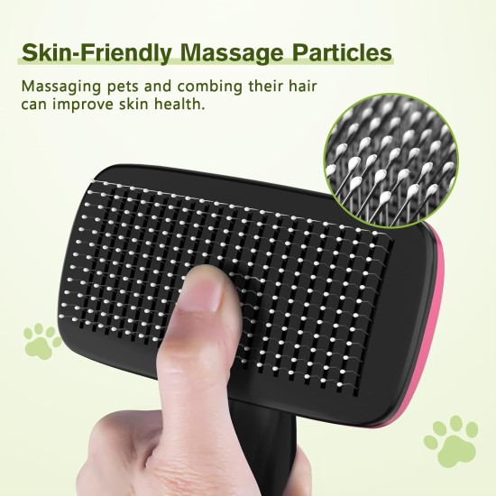 pecute Dog Brush, Cat Brush, Pet Brush, Self-Cleaning Slicker Brush, Dog Comb Fur Brush, Massage Grooming Brush for Cats, Dogs, Long Hair (Large, Black) pecute Dog Brush, Cat Brush, Pet Brush, Self-Cleaning Slicker Brush, Dog Comb Fur Brush, Massage Grooming Brush for Cats, Dogs, Long Hair (Large, Black)