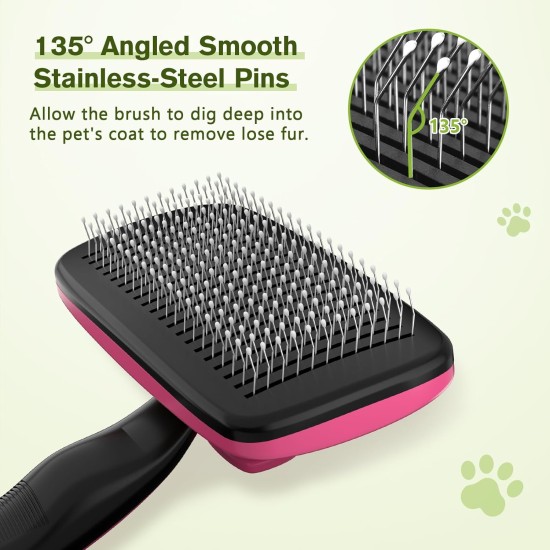 pecute Dog Brush, Cat Brush, Pet Brush, Self-Cleaning Slicker Brush, Dog Comb Fur Brush, Massage Grooming Brush for Cats, Dogs, Long Hair (Large, Black) pecute Dog Brush, Cat Brush, Pet Brush, Self-Cleaning Slicker Brush, Dog Comb Fur Brush, Massage Grooming Brush for Cats, Dogs, Long Hair (Large, Black)