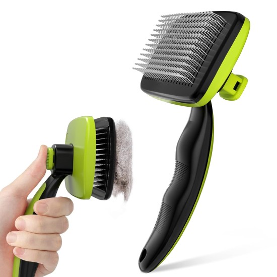 pecute Dog Brush, Cat Brush, Pet Brush, Self-Cleaning Slicker Brush, Dog Comb Fur Brush, Massage Grooming Brush for Cats, Dogs, Long Hair (Large, Black) pecute Dog Brush, Cat Brush, Pet Brush, Self-Cleaning Slicker Brush, Dog Comb Fur Brush, Massage Grooming Brush for Cats, Dogs, Long Hair (Large, Black)