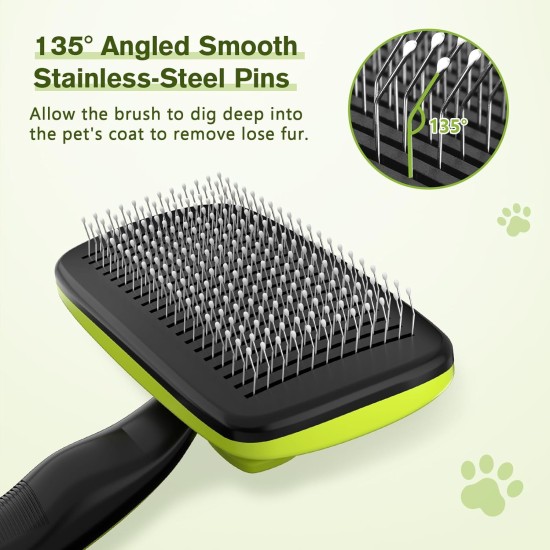 pecute Dog Brush, Cat Brush, Pet Brush, Self-Cleaning Slicker Brush, Dog Comb Fur Brush, Massage Grooming Brush for Cats, Dogs, Long Hair (Large, Black) pecute Dog Brush, Cat Brush, Pet Brush, Self-Cleaning Slicker Brush, Dog Comb Fur Brush, Massage Grooming Brush for Cats, Dogs, Long Hair (Large, Black)