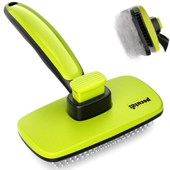pecute Dog Brush, Cat Brush, Pet Brush, Self-Cleaning Slicker Brush, Dog Comb Fur Brush, Massage Grooming Brush for Cats, Dogs, Long Hair (Large, Black) pecute Dog Brush, Cat Brush, Pet Brush, Self-Cleaning Slicker Brush, Dog Comb Fur Brush, Massage Grooming Brush for Cats, Dogs, Long Hair (Large, Black)