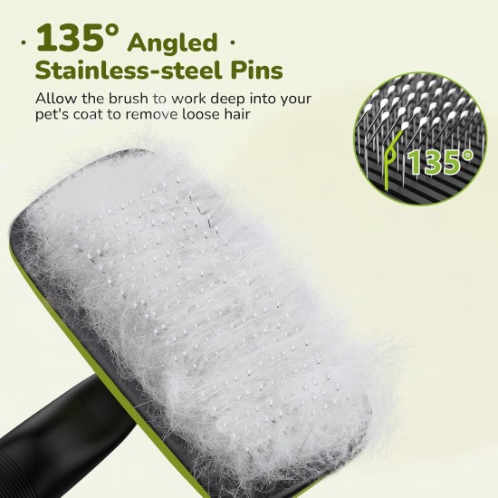pecute Dog Brush, Cat Brush, Pet Brush, Self-Cleaning Slicker Brush, Dog Comb Fur Brush, Massage Grooming Brush for Cats, Dogs, Long Hair (Large, Black) pecute Dog Brush, Cat Brush, Pet Brush, Self-Cleaning Slicker Brush, Dog Comb Fur Brush, Massage Grooming Brush for Cats, Dogs, Long Hair (Large, Black)