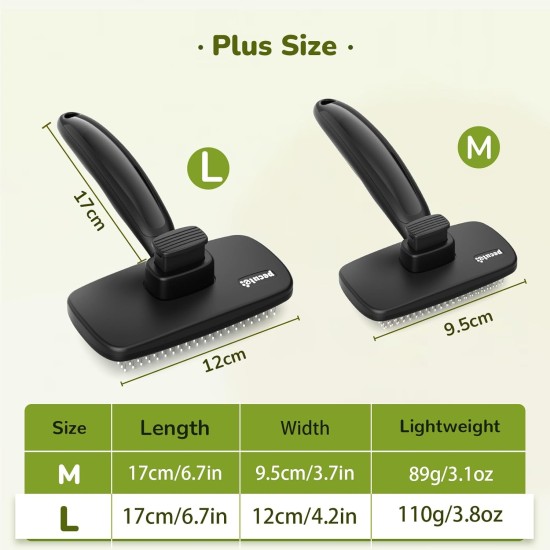 pecute Dog Brush, Cat Brush, Pet Brush, Self-Cleaning Slicker Brush, Dog Comb Fur Brush, Massage Grooming Brush for Cats, Dogs, Long Hair (Large, Black) pecute Dog Brush, Cat Brush, Pet Brush, Self-Cleaning Slicker Brush, Dog Comb Fur Brush, Massage Grooming Brush for Cats, Dogs, Long Hair (Large, Black)