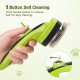 pecute Dog Brush, Cat Brush, Pet Brush, Self-Cleaning Slicker Brush, Dog Comb Fur Brush, Massage Grooming Brush for Cats, Dogs, Long Hair (Large, Black)