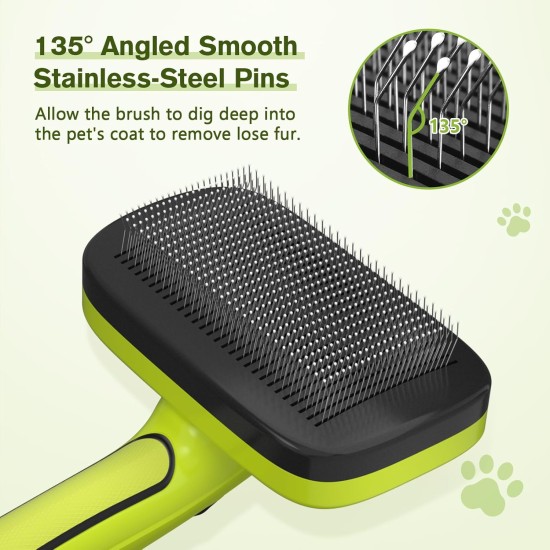 pecute Dog Brush, Cat Brush, Pet Brush, Self-Cleaning Slicker Brush, Dog Comb Fur Brush, Massage Grooming Brush for Cats, Dogs, Long Hair (Large, Black) pecute Dog Brush, Cat Brush, Pet Brush, Self-Cleaning Slicker Brush, Dog Comb Fur Brush, Massage Grooming Brush for Cats, Dogs, Long Hair (Large, Black)