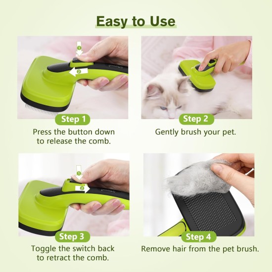 pecute Dog Brush, Cat Brush, Pet Brush, Self-Cleaning Slicker Brush, Dog Comb Fur Brush, Massage Grooming Brush for Cats, Dogs, Long Hair (Large, Black) pecute Dog Brush, Cat Brush, Pet Brush, Self-Cleaning Slicker Brush, Dog Comb Fur Brush, Massage Grooming Brush for Cats, Dogs, Long Hair (Large, Black)