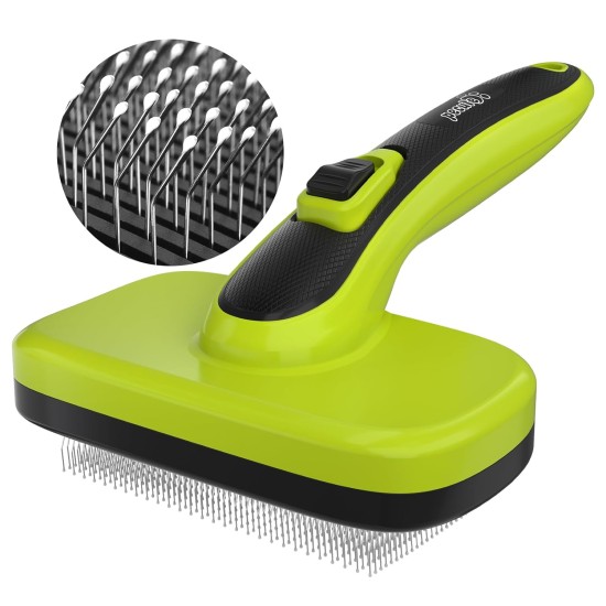 pecute Dog Brush, Cat Brush, Pet Brush, Self-Cleaning Slicker Brush, Dog Comb Fur Brush, Massage Grooming Brush for Cats, Dogs, Long Hair (Large, Black) pecute Dog Brush, Cat Brush, Pet Brush, Self-Cleaning Slicker Brush, Dog Comb Fur Brush, Massage Grooming Brush for Cats, Dogs, Long Hair (Large, Black)
